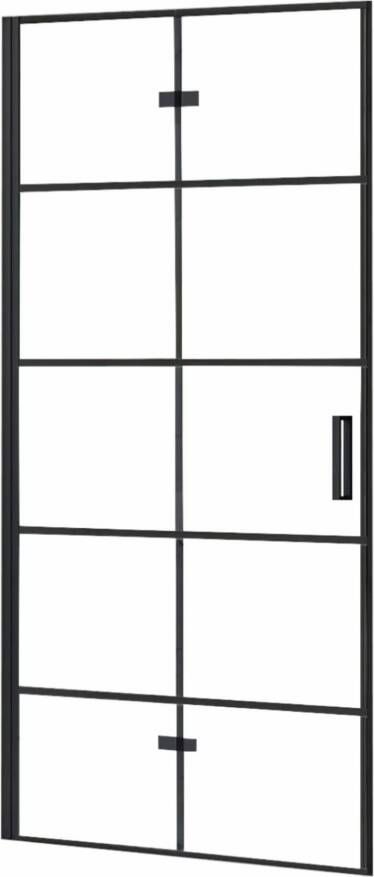 REA Douchedeur Moiler | 80x190 cm | Nisdeur t.b.v. Molier Zijwand | Helder glas | Zwart mat