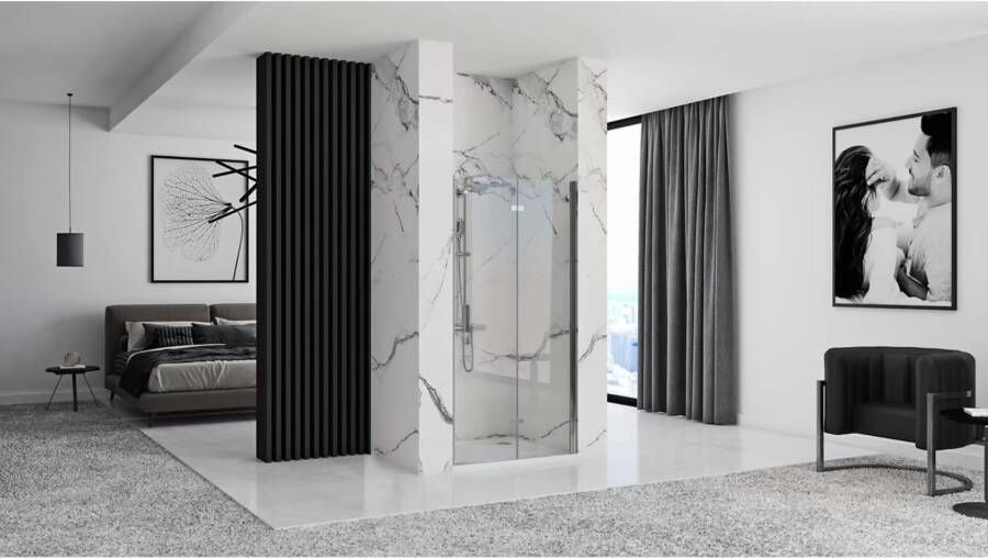 REA Douchedeur Moiler | 90x190 cm | Nisdeur t.b.v. Molier Zijwand | Helder glas | Chroom