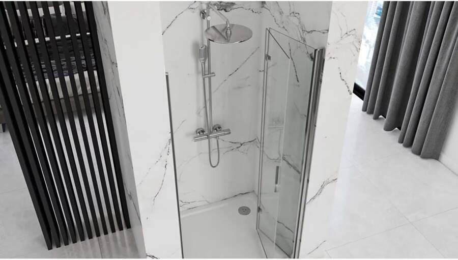 REA Douchedeur Moiler | 90x190 cm | Nisdeur t.b.v. Molier Zijwand | Helder glas | Chroom