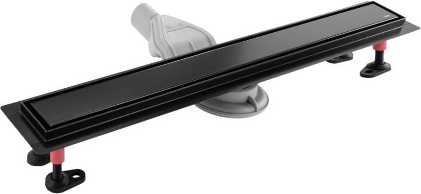 REA Douchegoot set Neox Superflow | 60 cm | Met vloerflens | Met rooster | Nano Flex Coating | 360 graden draaibare sifon | Mat zwart