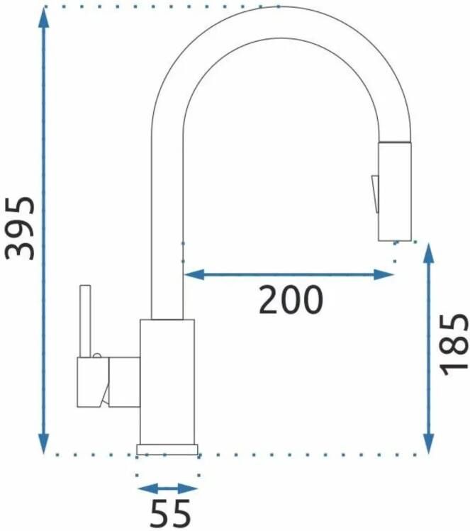 REA Keukenkraan Fresh | Opbouw | Mengkraan | Uitloop draaibaar | Hoog model | Uitrekbare sproeier | 1-hendel | Glans goud