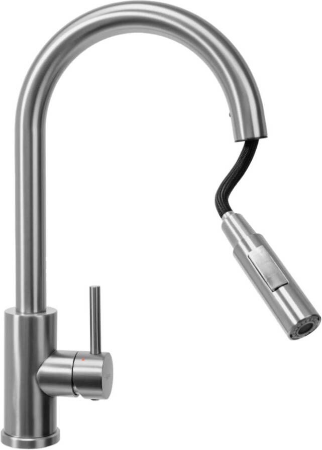 REA Keukenkraan Mild | Opbouw | Mengkraan | Uitloop draaibaar | Uitrekbare sproeier | Hoog model | 1-hendel | Chroom