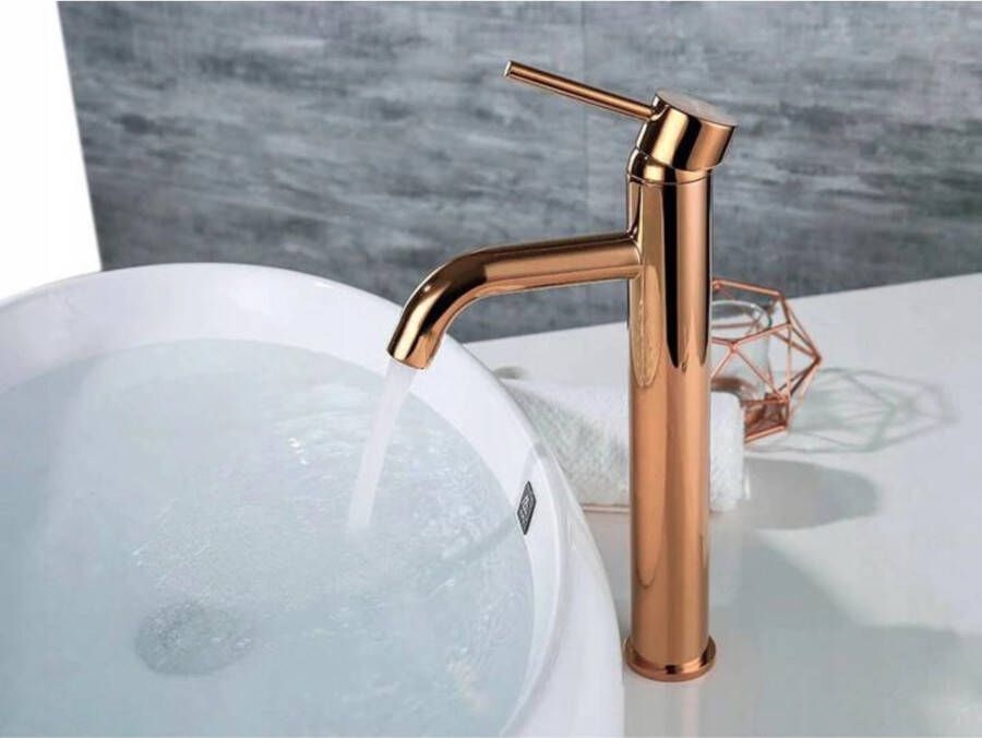 REA Lungo wastafel mengkraan opbouw hoog 28 cm rose goud