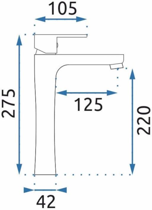 REA Wastafelkraan Mild | Opbouw | Mengkraan | Hoog model | 1-hendel | Zwart mat Rose Goud