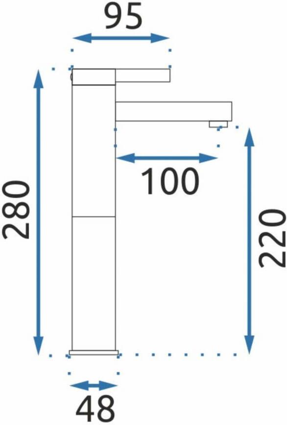 REA Wastafelkraan Polo | Opbouw | Mengkraan | Hoog model | 1-hendel | Zwart mat Goud