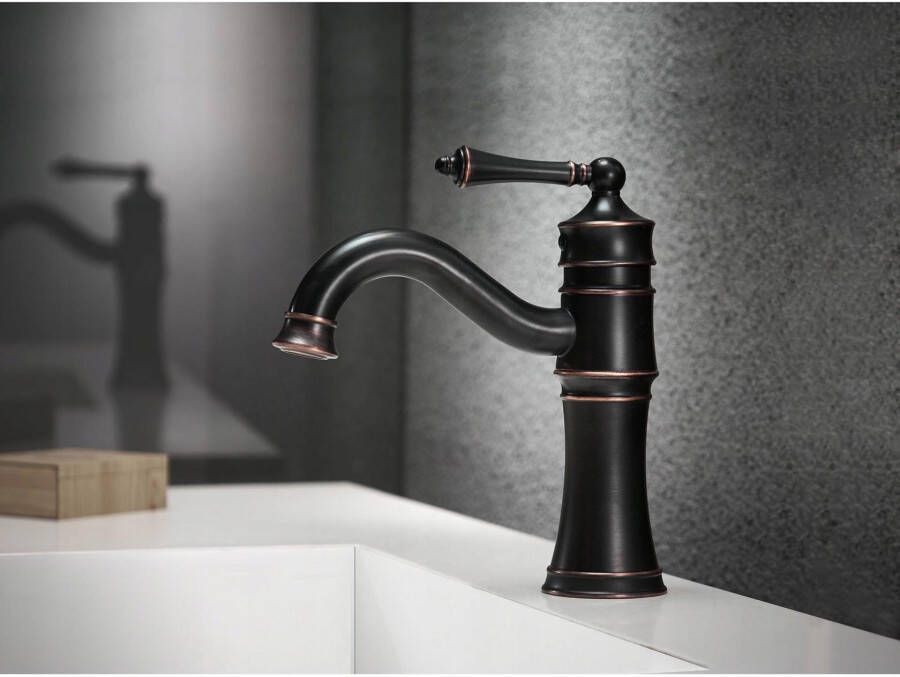 REA Wastafelkraan Vintage | Opbouw | Mengkraan | Standaard model | 1-hendel | Zwart mat