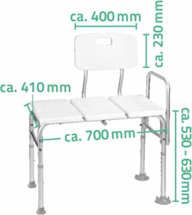 Ridder Sam bad-transferbank verstelbaar 70x41 cm wit