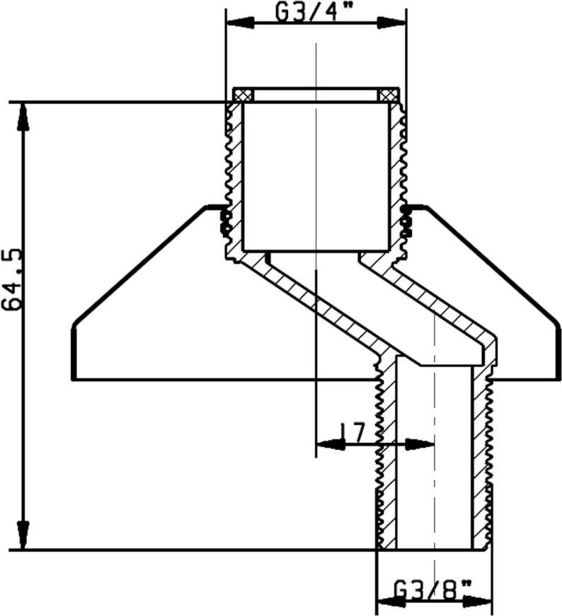 Riko s-koppeling set grote sprong met rozet 3 4" x 3 8" | HOH 12cm. naar HOH 15cm | Chroom