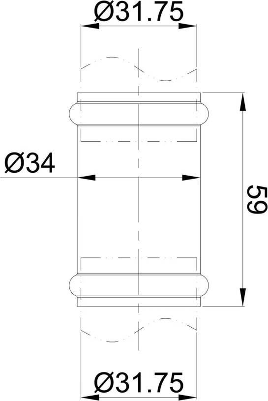 Riko Unimatch koppelstuk buisverbinder voor vloerbuis 32 mm geborsteld messing