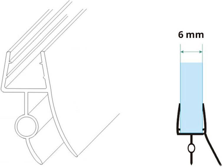 Xellanz Riko universele waterkering douche deur 6 mm lengte 56 cm