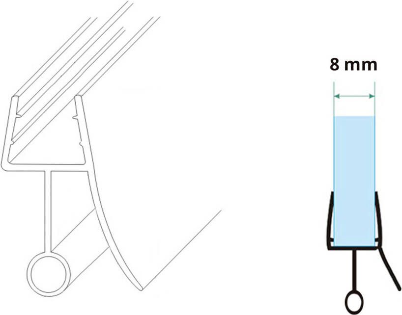 Xellanz Riko universele waterkering douche deur 8 mm lengte 70 cm