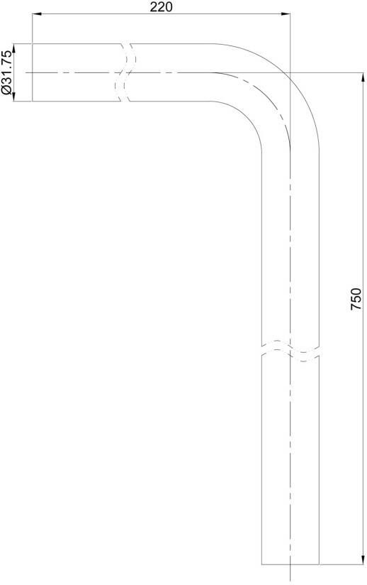 Riko Vloerbuis Wiesbaden Unimatch | 32 mm haaks | 75x22 cm | Wit