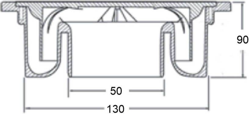 Riko Vloerput PVC 15x15cm onderuitloop 40-50 mm grijs