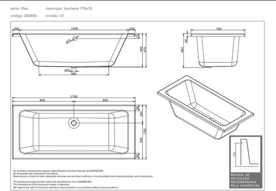 Rotman Whirlpool bad Plan | 170x75 cm | Acryl | Pneumatisch | Luchtsysteem | Wit