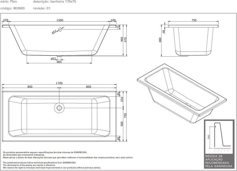 Rotman Whirlpool bad Plan | 170x75 cm | Acryl | Elektronisch | Waterjetsysteem | Wit