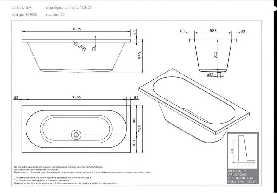 Rotman Whirlpool bad Urby | 170x75 cm | Acryl | Pneumatisch | Luchtsysteem | Wit