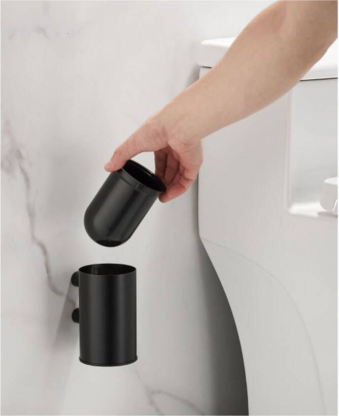 SaniClear Academy toilet borstel met houder rond zwart mat