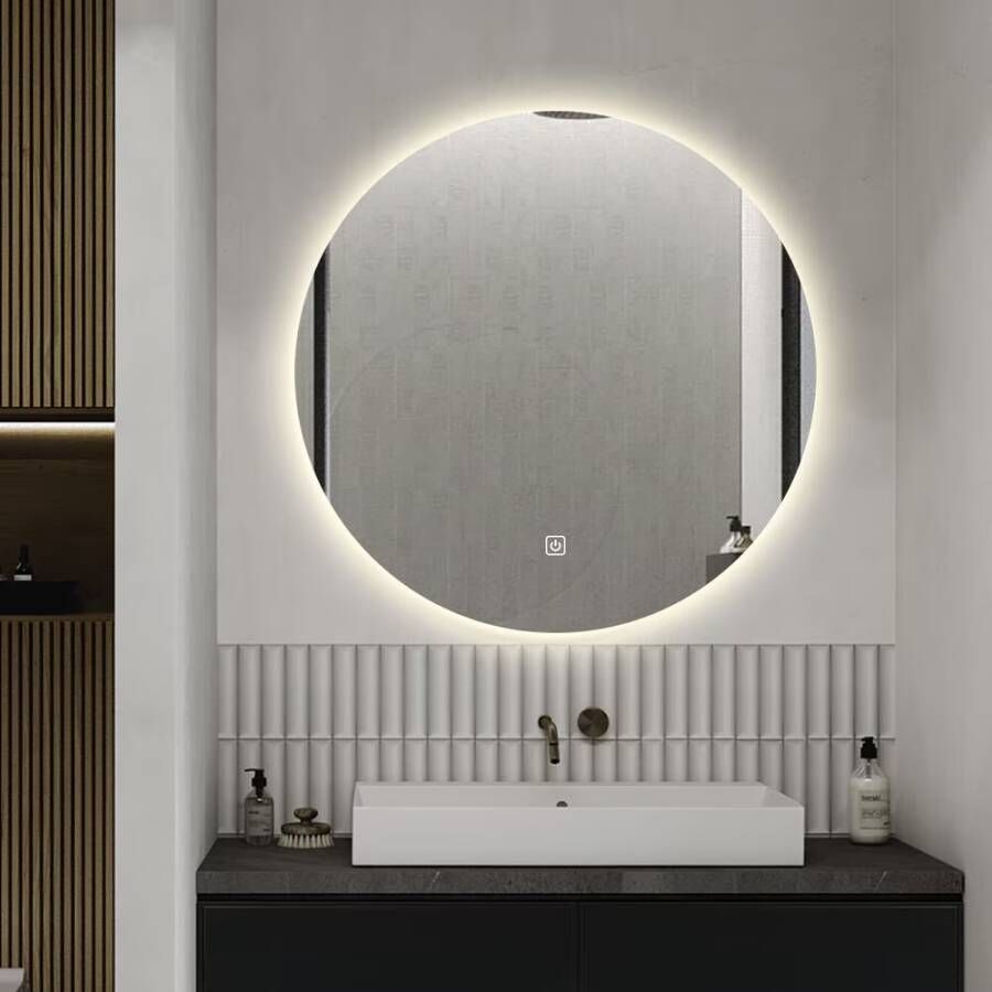 SaniClear Badkamerspiegel Circle | 90 cm | Rond | Indirecte LED verlichting | Touch button | Met verwarming