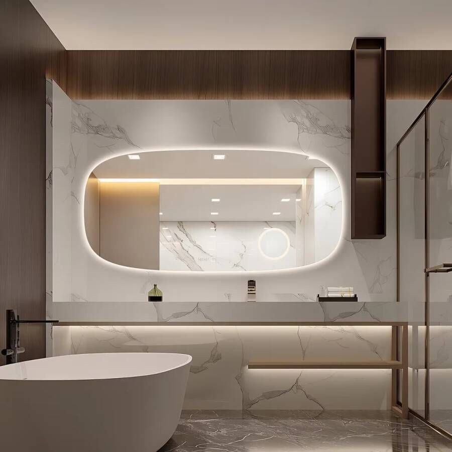 SaniClear Badkamerspiegel Shave | 160x75 cm | Vergrootglas | Indirecte verlichting | Touch button | Met spiegelverwarming