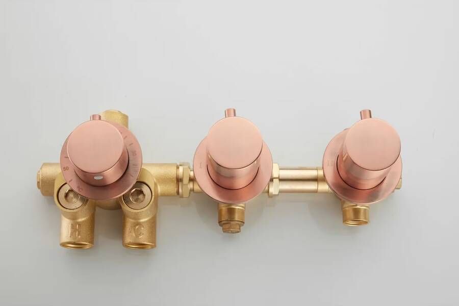 SaniClear Badkraan set Plus | Inbouw | Thermostaatkraan | Incl.Inbouwdeel | Geborsteld koper