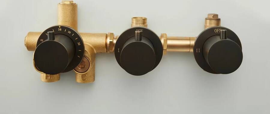 SaniClear Badkraan set Plus | Inbouw | Thermostaatkraan | Incl.Inbouwdeel | Verouderd messing