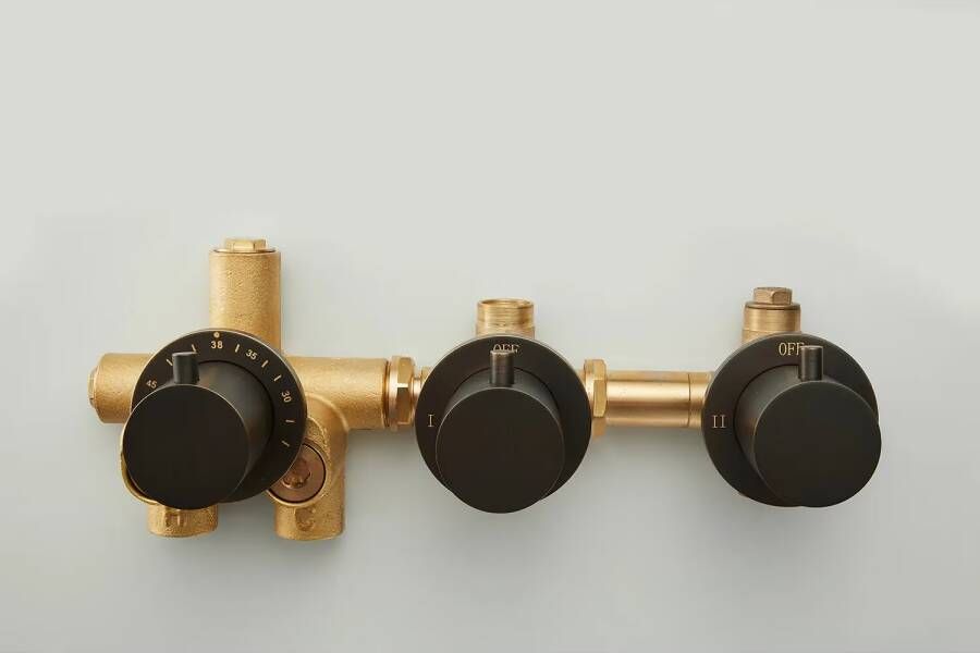 SaniClear Badkraan set Plus | Inbouw | Thermostaatkraan | Incl.Inbouwdeel | Verouderd messing
