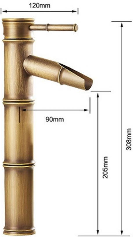 SaniClear Wastafelkraan Bamboo | Opbouw | Mengkraan | Waterval uitloop | Hoog model | 1-hendel | Rond | Antiek brons
