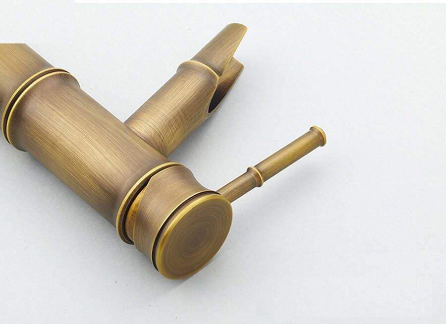 SaniClear Wastafelkraan Bamboo | Opbouw | Mengkraan | Waterval uitloop | Standaard model | 1-hendel | Rond | Antiek brons