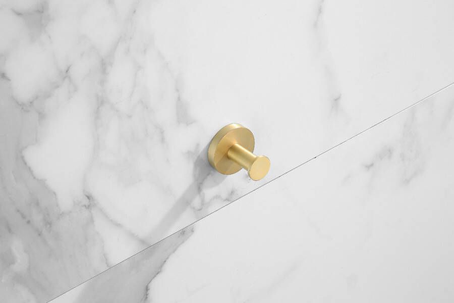 SaniClear Handdoek haak Brass | Wandmontage | 5.5 cm | Enkel haaks | Messing mat goud geborsteld