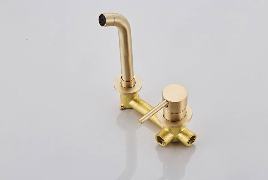 SaniClear Wastafelkraan Brass | Inbouw | Mengkraan | Incl.Inbouwdeel | Rond | Messing mat