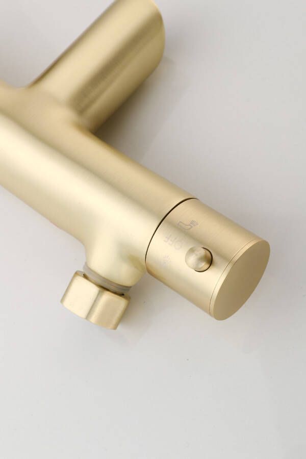SaniClear Badkraan Brass Pro | Opbouw | Thermostaatkraan | Incl.Handdoucheset | 2-weg | hoh 15 cm | 2-knops | Rond | Messing mat