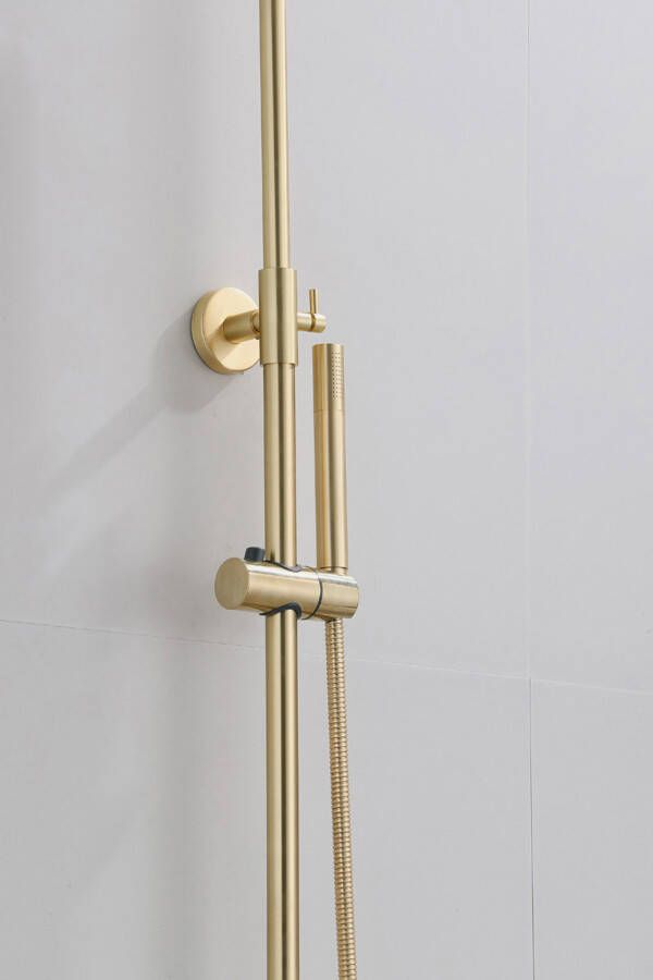 SaniClear Regendouche set Brass | Opbouw | Thermostaatkraan | 2-weg | 2-knops | Rond | Messing mat