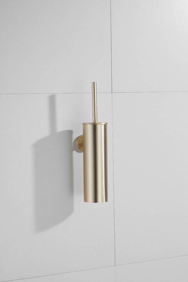 SaniClear Brass toiletborstel met wandhouder geborsteld messing
