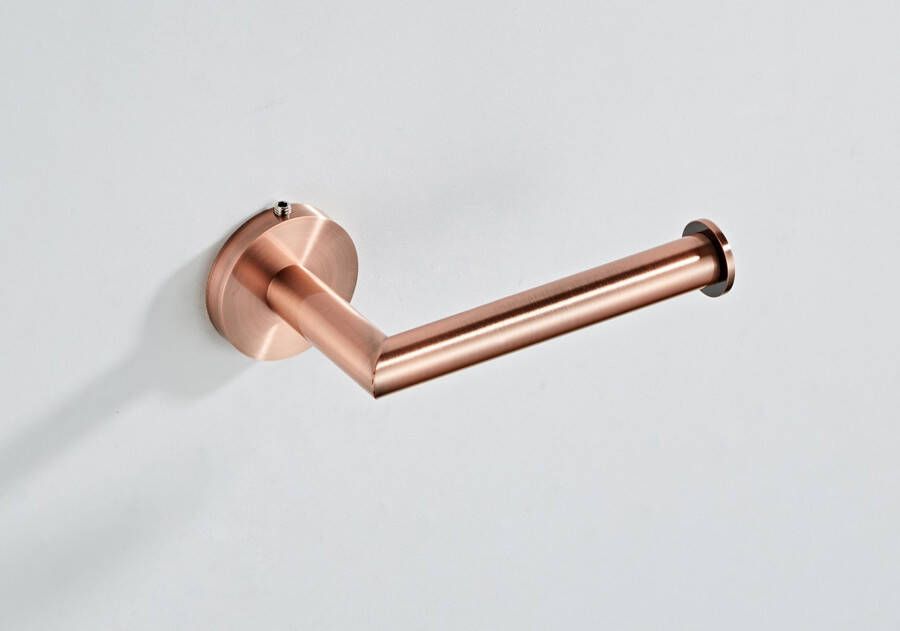 SaniClear Copper toilet accessoire set incl toiletborstel rolhouder en haak geborsteld koper