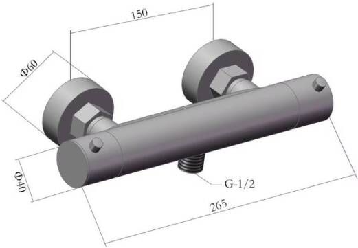 SaniClear Douchekraan Iron | Opbouw | Thermostaatkraan | 1-weg | hoh 15 cm | 2-knops | Rond | Gunmetal