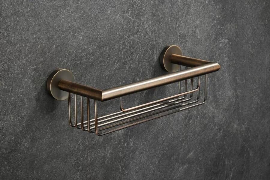 SaniClear Flaconhouder Antique | Wandmontage | 25x9x13 cm | Messing | Rechthoek | Verouderd messing