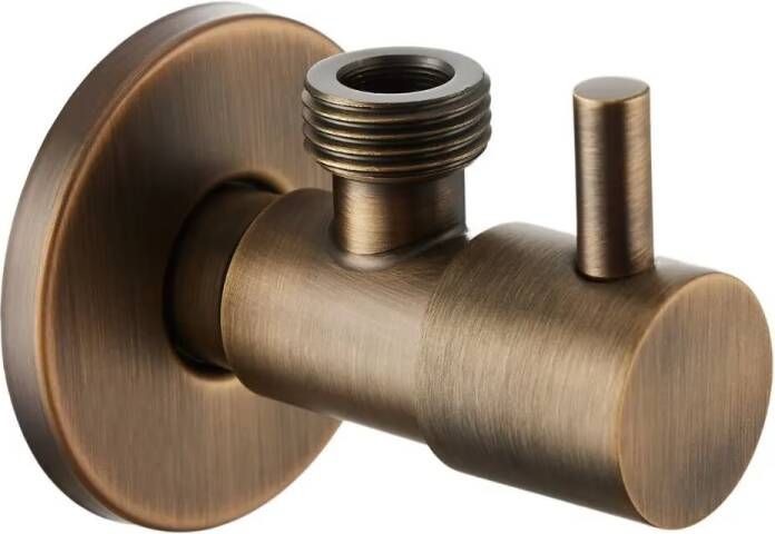 SaniClear Hoekstopkraan Antique | Met flexibele aansluitslang (30 cm) | 1 2x1 2" | Verouderd messing