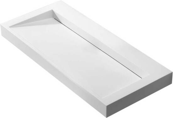 SaniClear Hoya wastafel zonder kraangat 100x45.5x8 cm solid surface wit mat