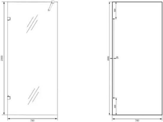 SaniClear Inloopdouche Antique | 80x200 cm | Profielloze | Incl.Stabilisatiestang | Helder glas | Verouderd messing beslag