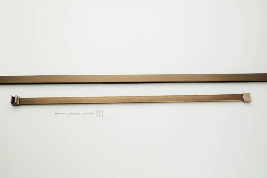 SaniClear Inloopdouche Blurred | 120x200 cm | Nano | Matglas | Verouderd messing beslag