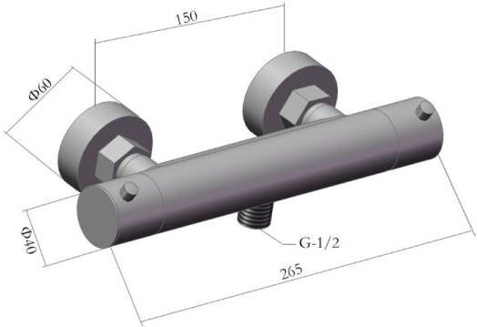 SaniClear Douchekraan Iron | Opbouw | Thermostaatkraan | 1-weg | hoh 15 cm | 2-knops | Rond | Gunmetal