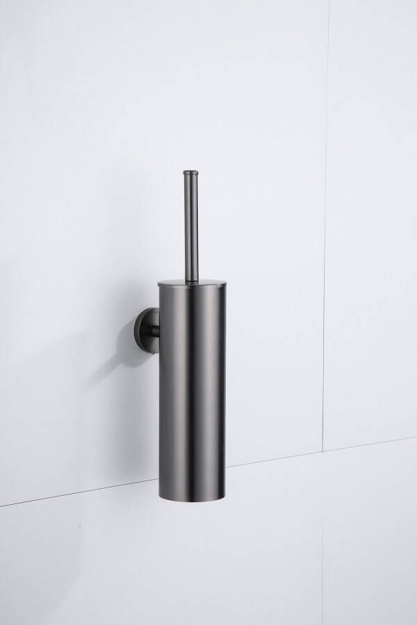 SaniClear Iron toilet accessoire set incl toiletborstel rolhouder en haak gunmetal