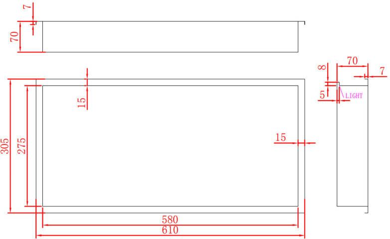 SaniClear Wandnis Lucio | Inbouw | 30x61x7 cm | Met verlichting | 1 vak | RVS look