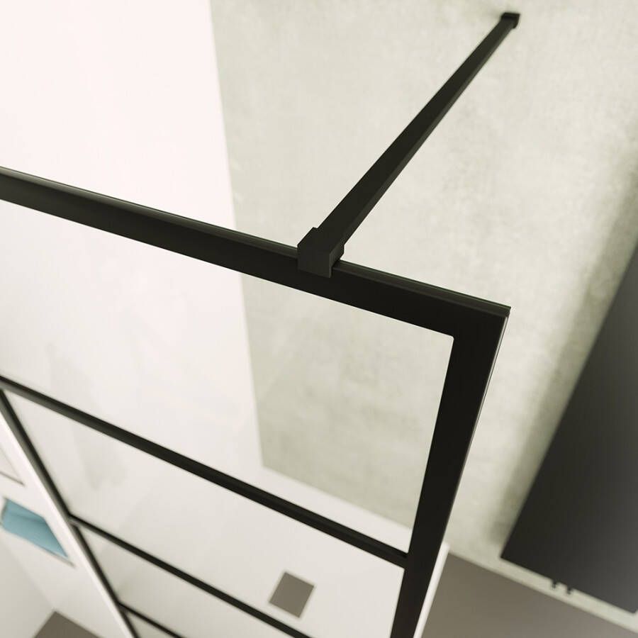 SaniClear Inloopdouche Nero | 90x200 cm | Helder glas | Zwart mat beslag