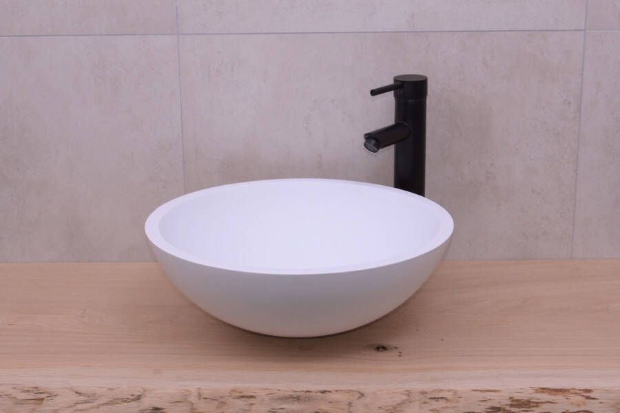 SaniClear Waskom New Stone | 41 cm | Solid Surface | Vrijstaand | Rond | Wit mat