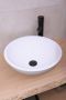 SaniClear Waskom New Stone | 41 cm | Solid Surface | Vrijstaand | Rond | Wit mat - Thumbnail 3