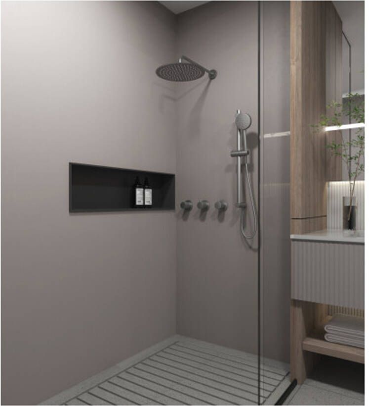 SaniClear Regendouche set Plus | Inbouw | Thermostaatkraan | Rond | Gunmetal