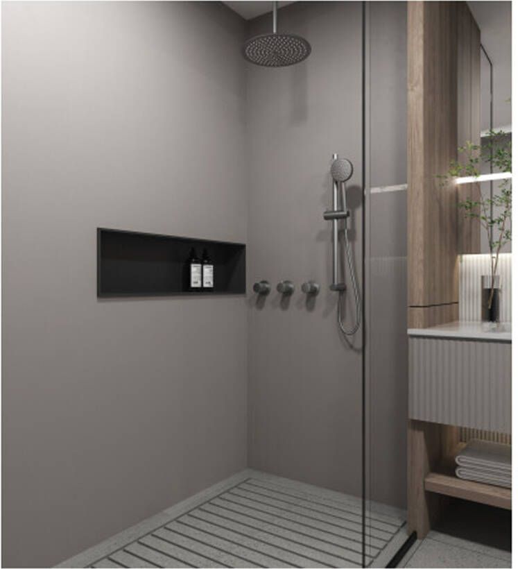 SaniClear Regendouche set Plus | Inbouw | Thermostaatkraan | Rond | Gunmetal