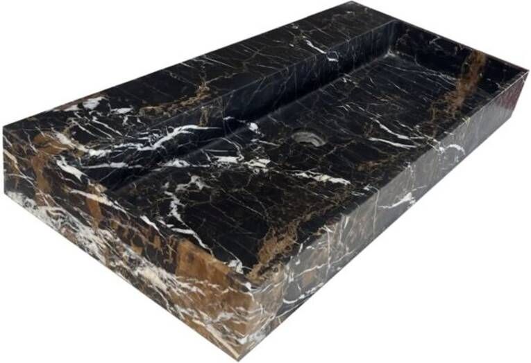 SaniClear Portoro Gold | Marmer | Op meubel | 1 kraangat | Rechthoek | Zwart Marmer