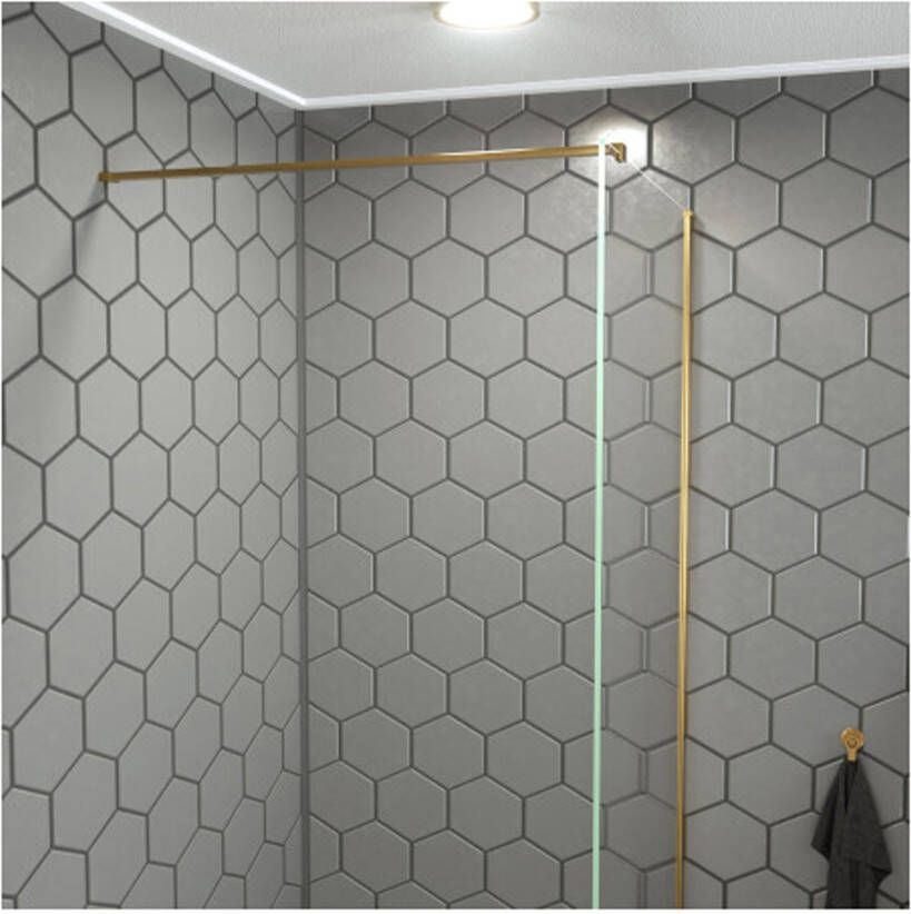 SaniClear Douchewand Redro Brass | 100x200 cm | Helder glas | Geborsteld messing beslag